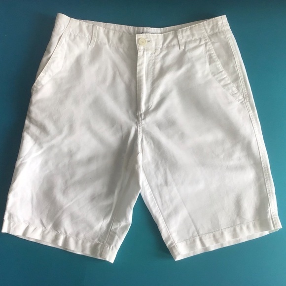 Calvin Klein white linen/cotton blend Bermudan shorts size 32  womens Medium - Picture 1 of 8